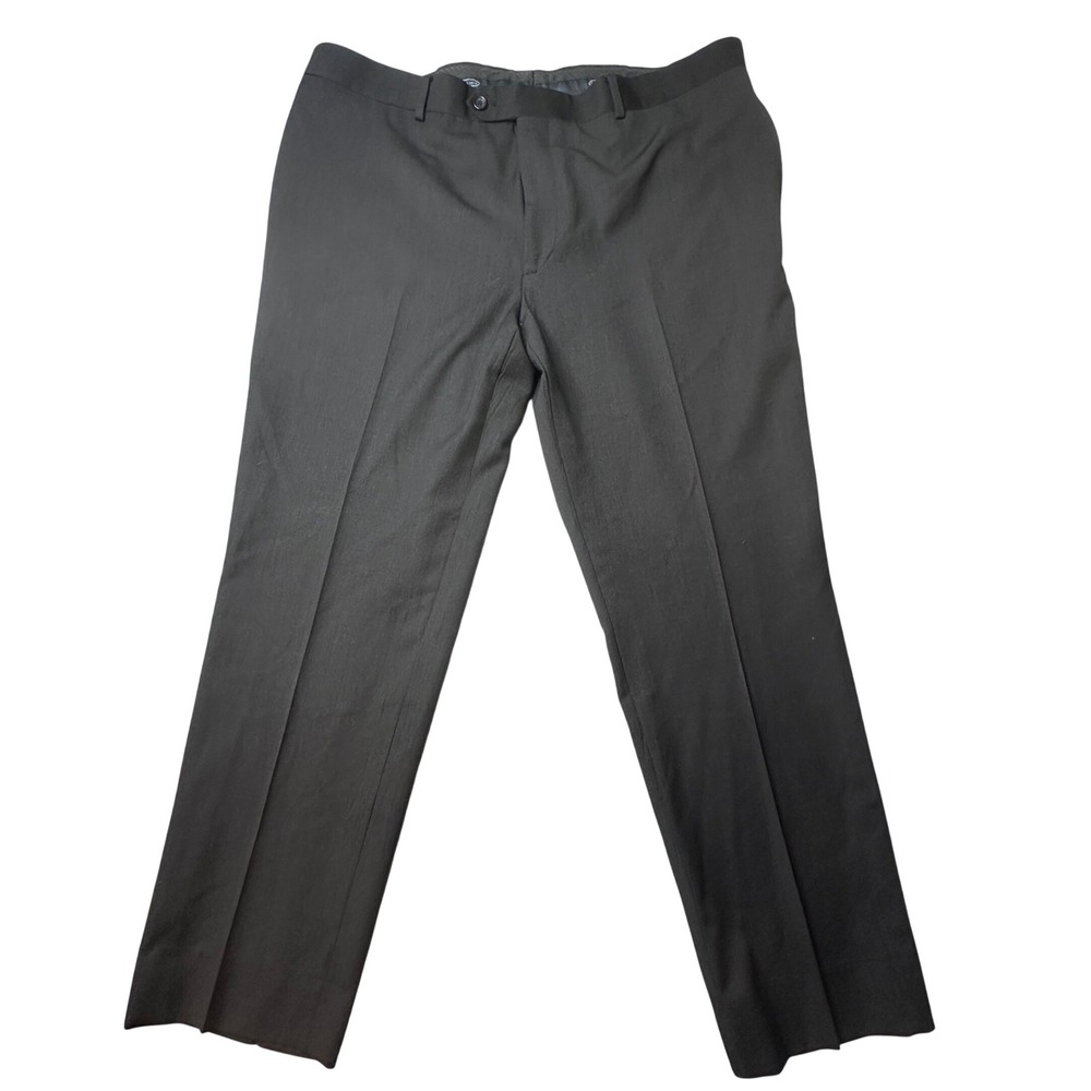 Pronto Uomo Dress Pants Mens 42x29 Black Platinum Wool Flat Front Straight Leg